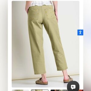 NOWT Toad&Co Green Pants with Yellow Floral Embroidery